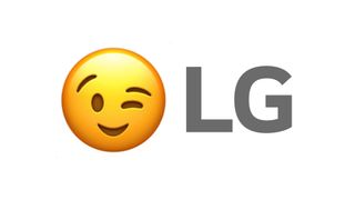 LG logo with the face replaced by a smiling emoji