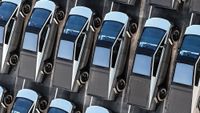 Tesla Cybertrucks in a parking lot