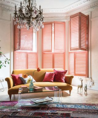 Pink living room shutters