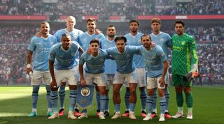 Burnley vs Manchester City live stream Players of Manchester City pose for a team photograph prior to The FA Community Shield match between Manchester City against Arsenal at Wembley Stadium on August 06, 2023 in London, England. (Photo by Eddie Keogh - The FA/The FA via Getty Images)