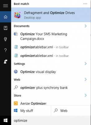 windows10 search optimize