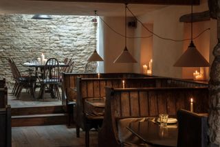 Typical wood and stone pub interior