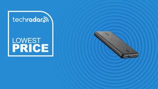 The Anker PowerCore 10K on a blue background with text saying Lowest Price.