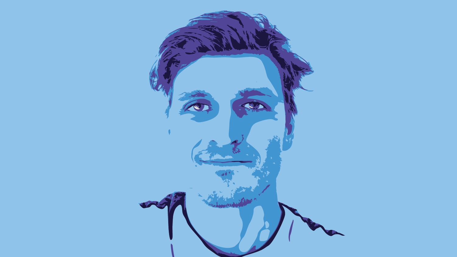 Jacob Ridley portrait on a blue background
