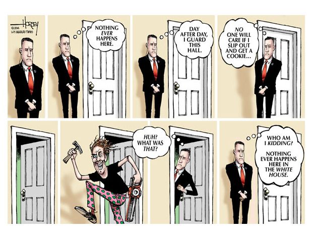 Political cartoon Secret Service security White House