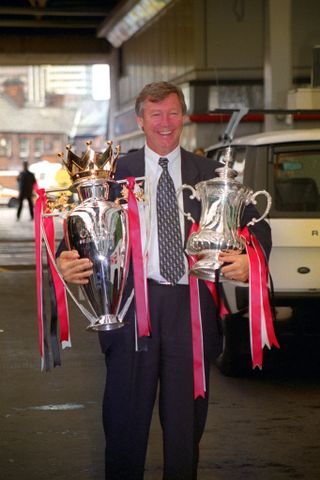 Ferguson won the Premier League and FA Cup double three times in his career (Dave Kendall/PA)