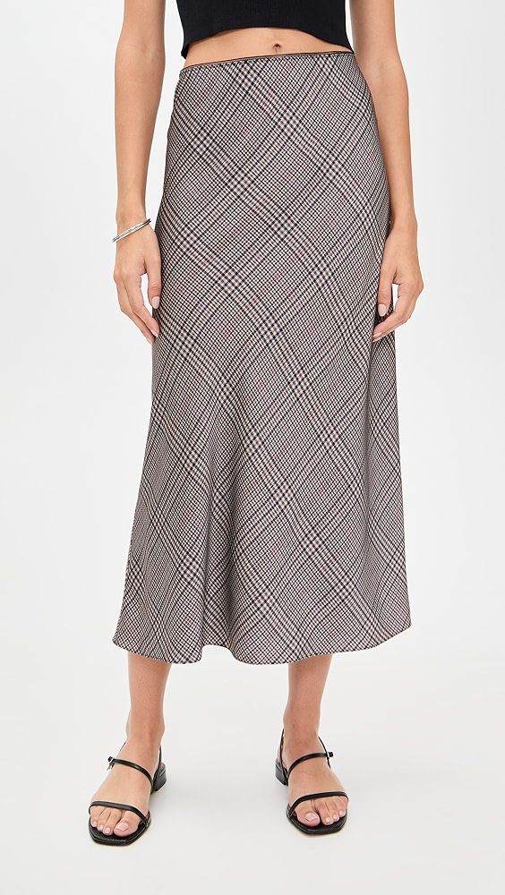 Vince Pressed Plaid Shaped Hem Skirt