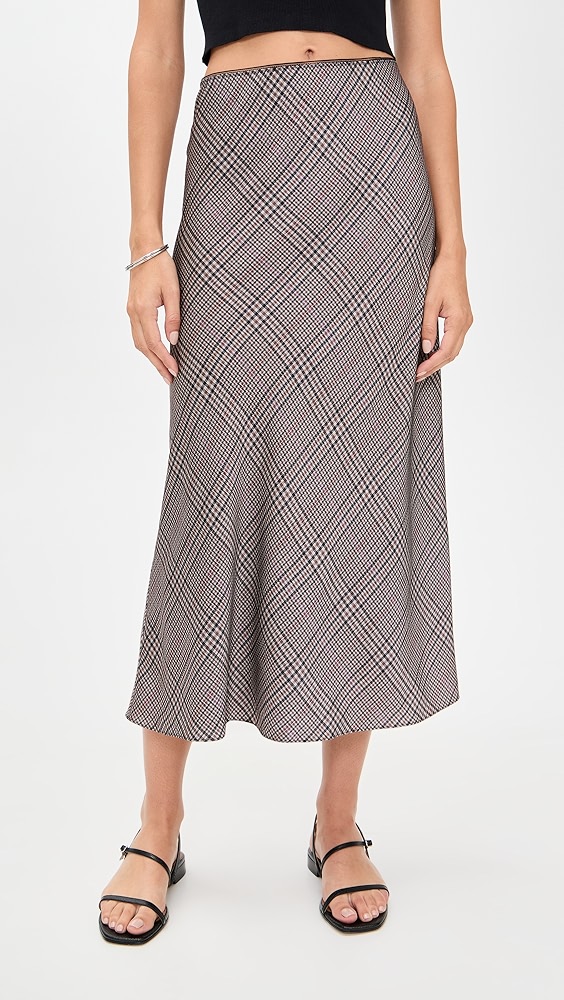 Vince Pressed Plaid Shaped Hem Skirt