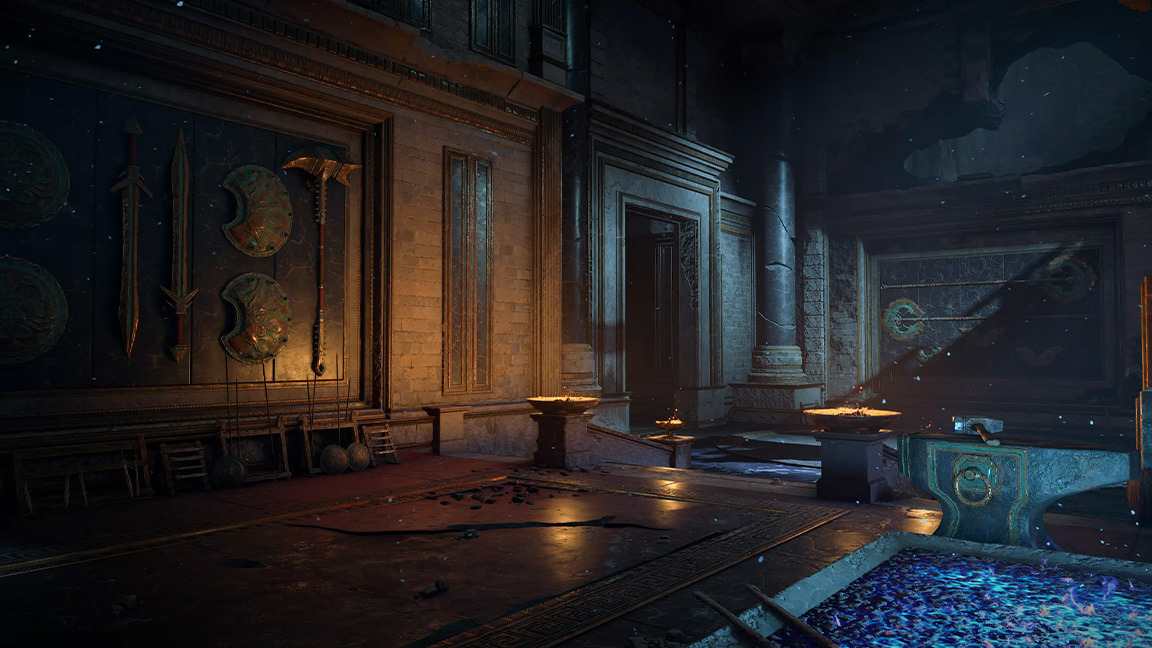 God of War multiplayer screens; game screens showing ancient Greek locations