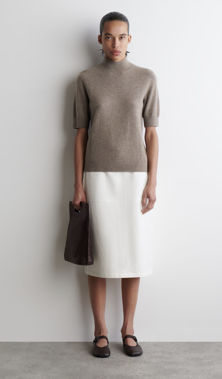 cos white cotton pencil skirt