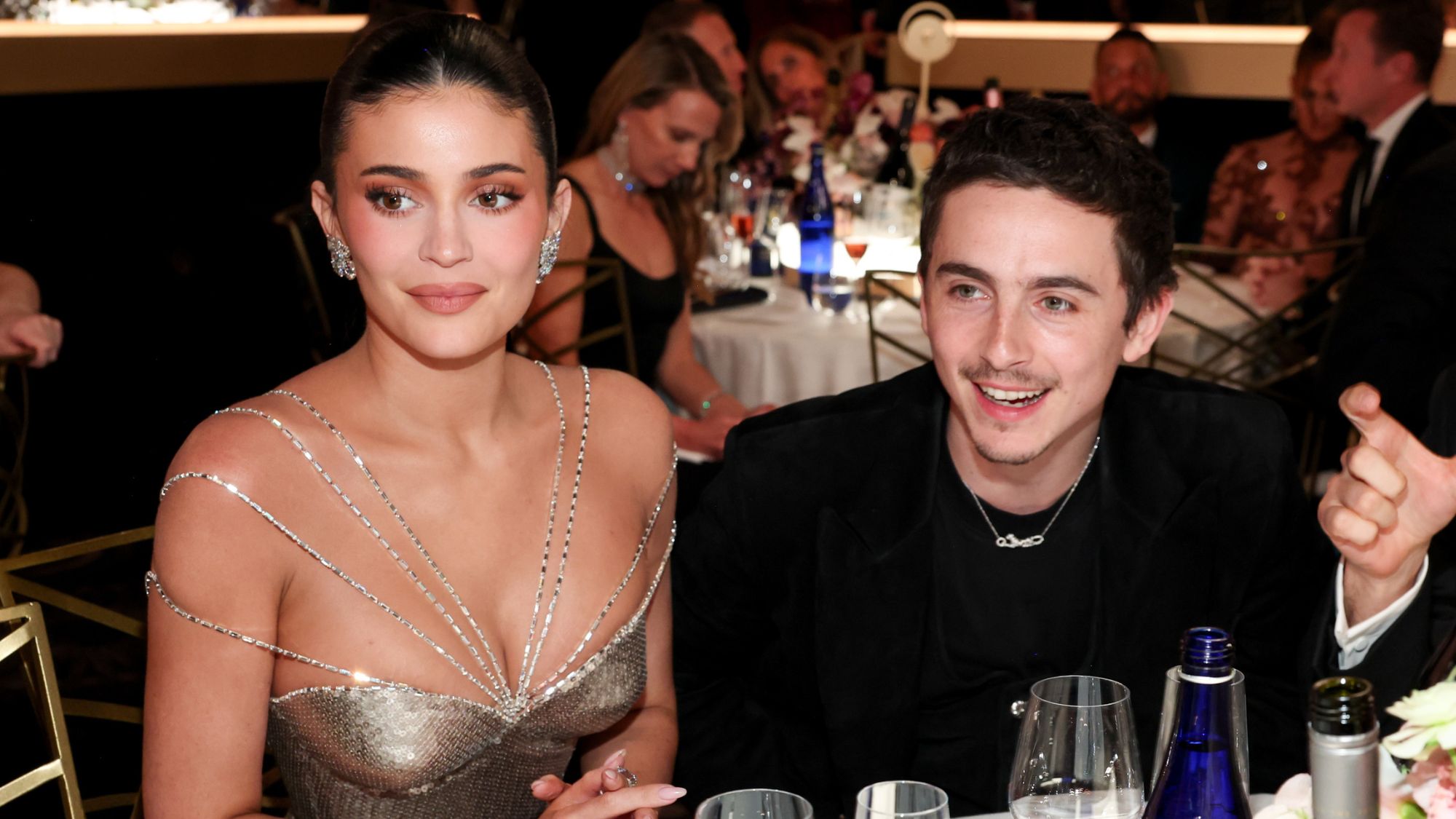 Timoth&amp;eacute;e Chalamet and Kylie Jenner attend the 83rd Golden Globe Awards