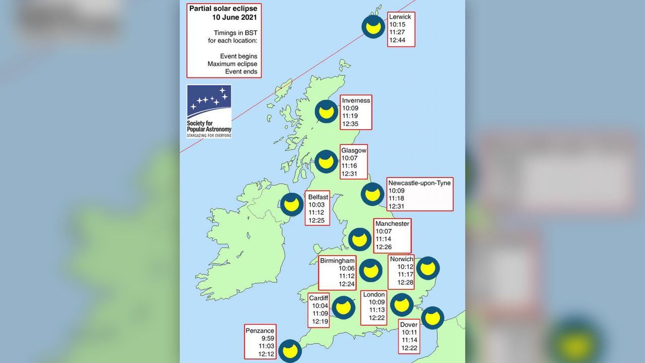 Map of UK during June 10, 2021 solar eclipse