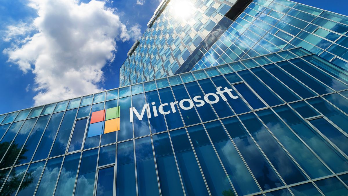 View of Microsoft Romania headquarters in City Gate Towers situated in Free Press Square, in Bucharest, Romania