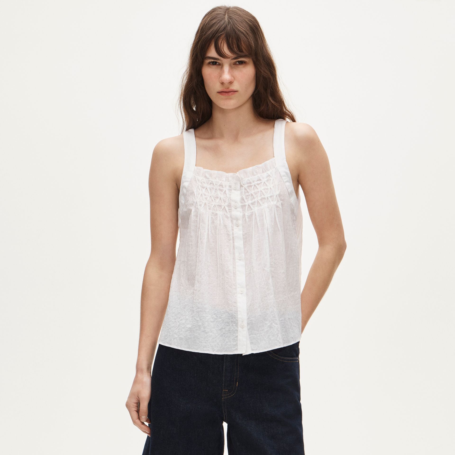 Smocked Crinkle Tank Top