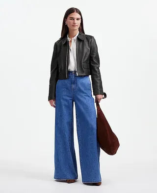 madewell, Shrunken Zip-Front Jacket in Leather