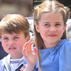 Prince George of Cambridge, Prince Louis of Cambridge and Princess Charlotte of Cambridge ride in a carriage during Trooping The Colour, the Queen's annual birthday parade, on June 02, 2022 in London, England.Trooping The Colour, also known as The Queen's Birthday Parade, is a military ceremony performed by regiments of the British Army that has taken place since the mid-17th century. It marks the official birthday of the British Sovereign. This year, from June 2 to June 5, 2022, there is the added celebration of the Platinum Jubilee of Elizabeth II in the UK and Commonwealth to mark the 70th anniversary of her accession to the throne on 6 February 1952. (Photo by )