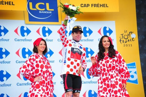 Cadel Evans (BMC) in the polka-dot jersey