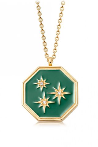 Astley Clarke Celestial Green Enamel Constellation Locket Necklace