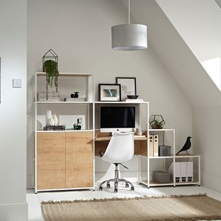 Modern home office ideas with white modular storage