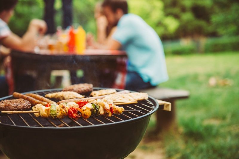 Food on a barbecue.