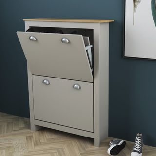 grey colour storage shoe cabinet