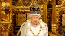 Queen Elizabeth II reading a speech from the throne during the State Opening of Parliament in 2016