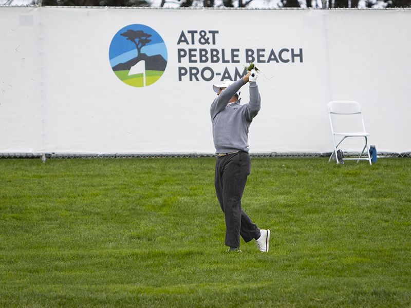 Jason Day hitting a shot at Pebble Beach