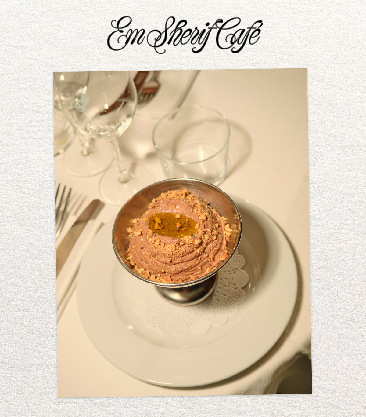 Chocolate mousse from Em Sherif Cafe in Paris.