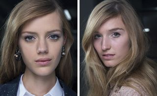 An image of the models with pearlescent touches on the eyes and lips