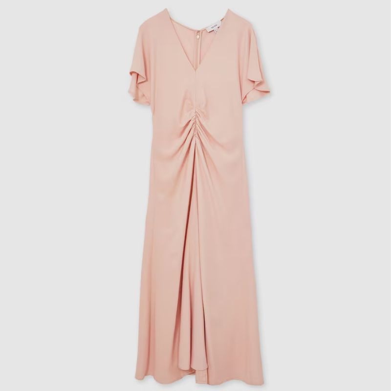 pink dress with ruched middle