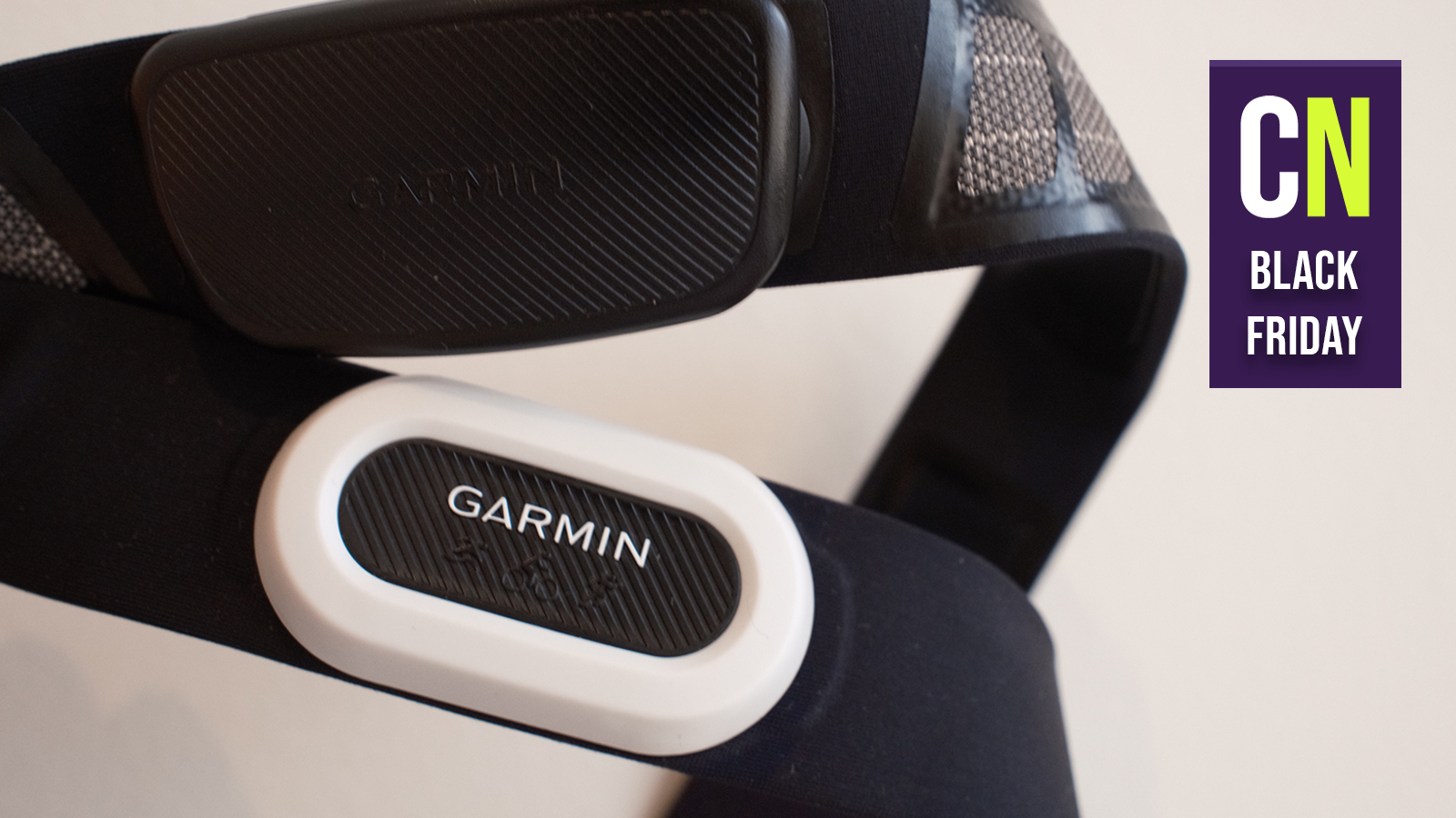Two Garmin heart rate monitors together, overlaid by a Black Friday badge
