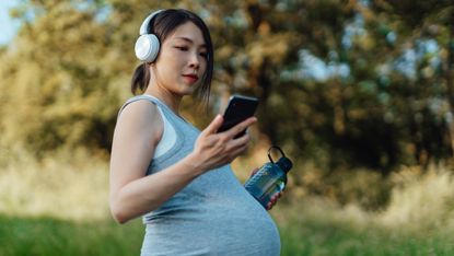 Woman going for a walk during pregnancy