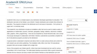 AcademiX GNU/Linux website screenshot