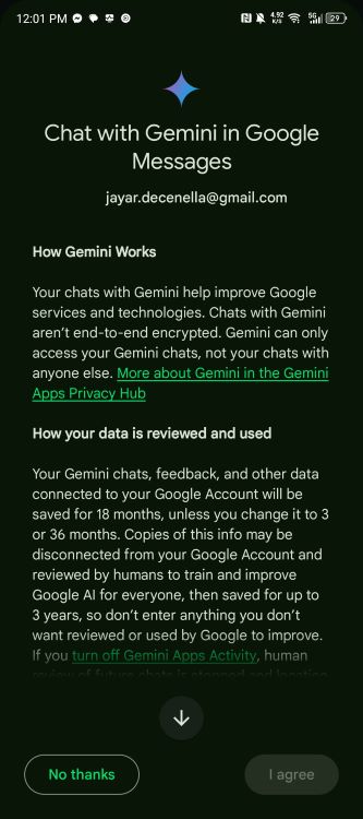 Google Gemini in google messages
