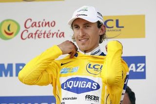 Pellizotti dons his yellow jersey