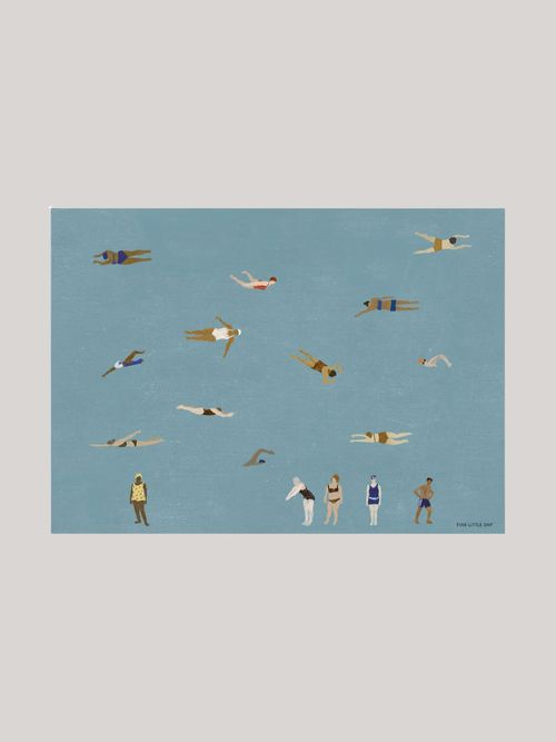 Swimmers Poster, Blue, 40x50 Cm