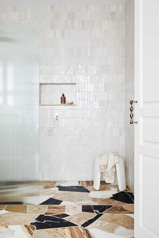 a palladian floor in a modern shower