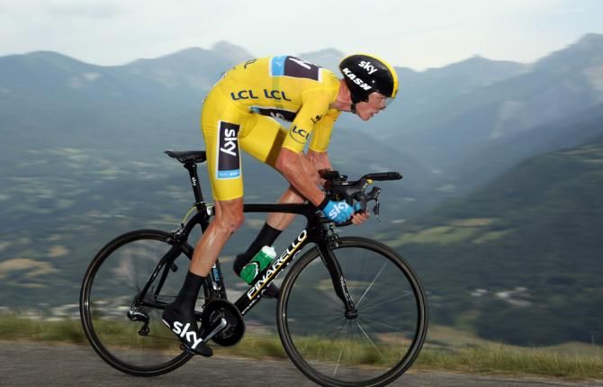 Chris Froome (Sky) in action during the stage 17 mountain time trial