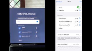 How to Airplay photos to a TV: TV and iPhone Wi-Fi setup screens