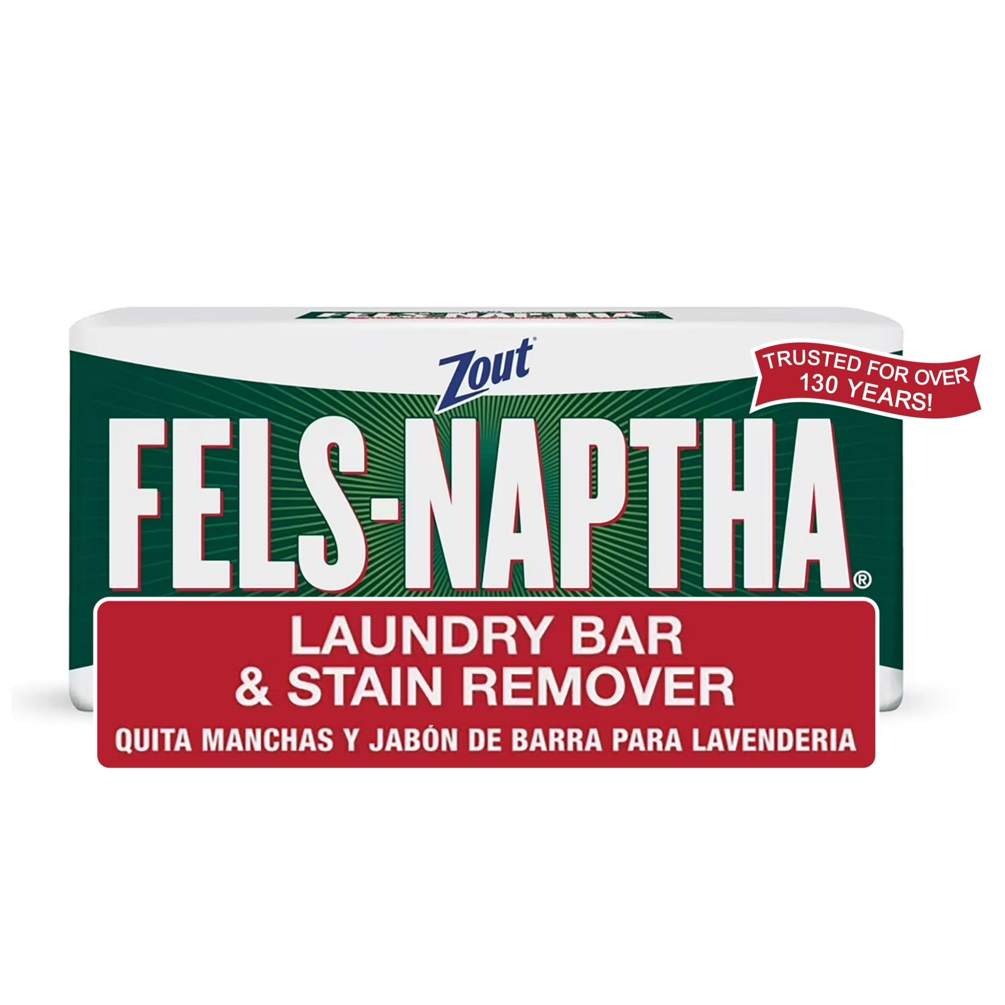 Fels-Naptha Laundry Bar &amp;amp; Stain Remover in white, green, and red packaging