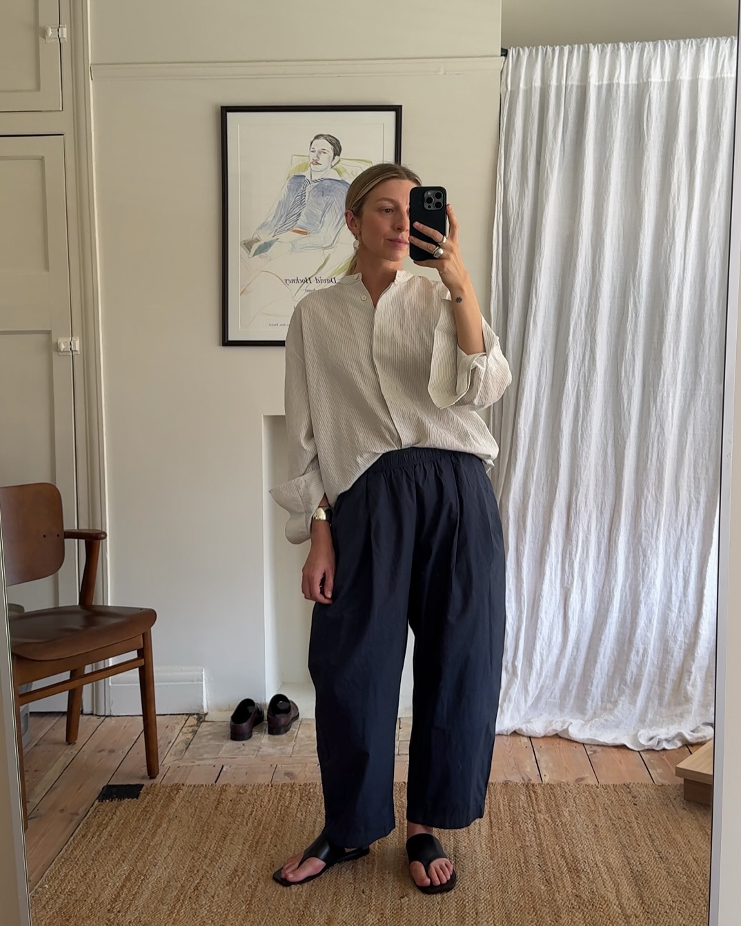 Navy linen trousers