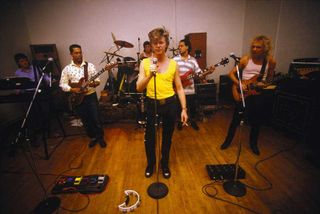 Peter Frampton rehearsing with David Bowie