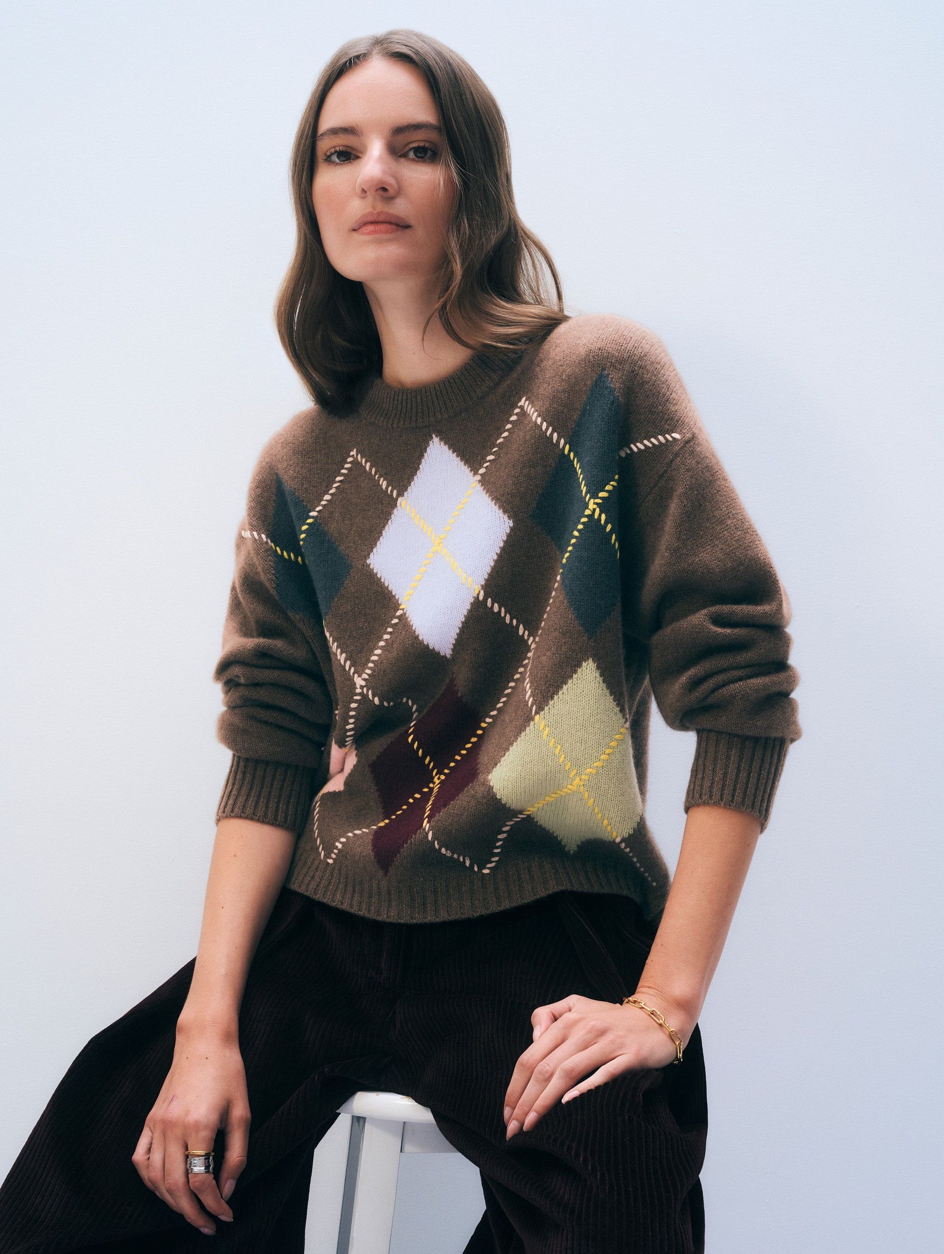 Cashmere Argyle Crewneck | Multi Combo