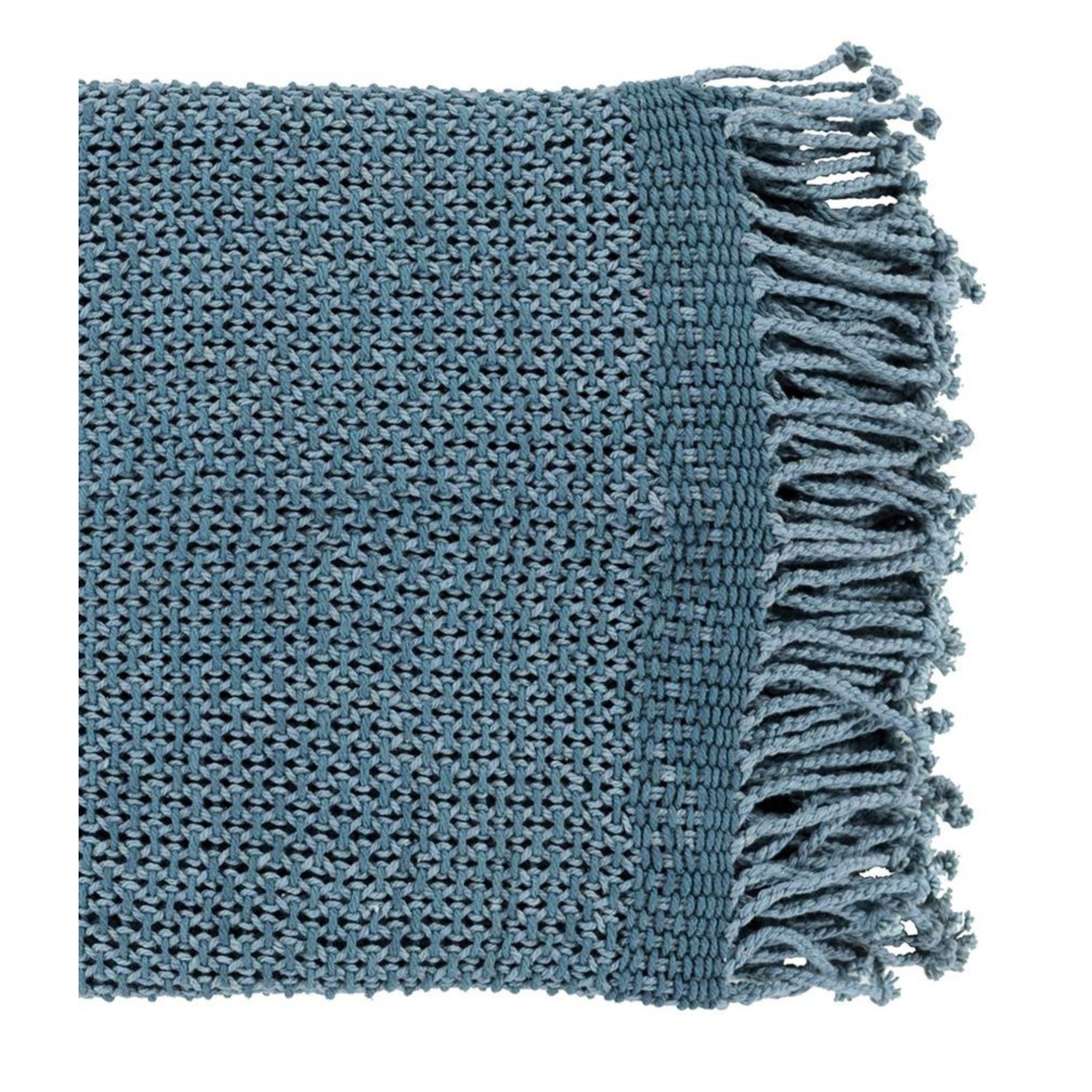 Agatha Modern Classic Blue Cotton Woven Throw Blanket