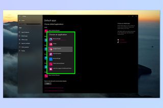 A screenshot showing how to change default browser on Windows