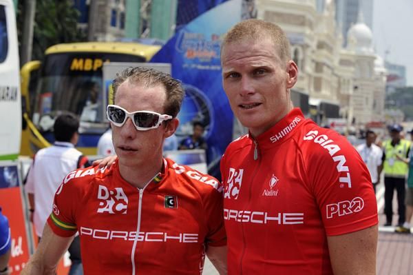 Peter McDonald (left) and Stuart Shaw (right) from Drapac Porsche Cycling Team.