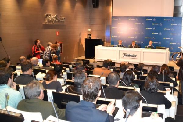 Movistar unveiled Alejandro Valverde and Juan Jose Cobo in Madrid.