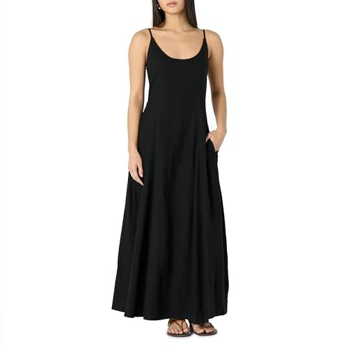 The Drop Women’s Luna Scoop Neck Linen Maxi Dress, Black, Xs