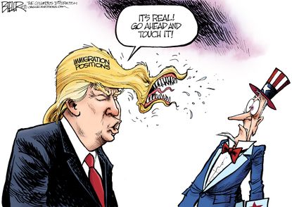 Political cartoon U.S. Donald Trump Immigration
