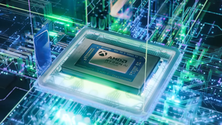 A mockup of an Xbox AMD chip